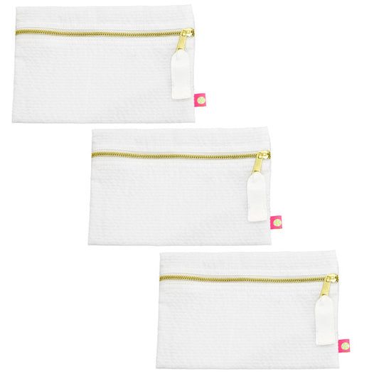 White Seersucker Cosmo Bag