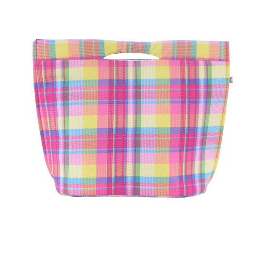 Popsicle Plaid Seersucker Insulated Lizzi Tote By MINT